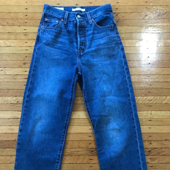 Levi's Denim - levi's straight ribcage ankle medium wash jeans